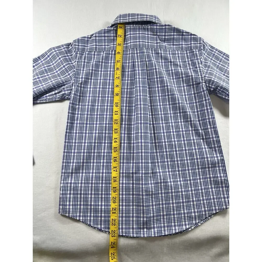 Cat & Jack Boys M (8) Plaid Dress Shirt Blue/Purple/White Long Sleeve Button-Up